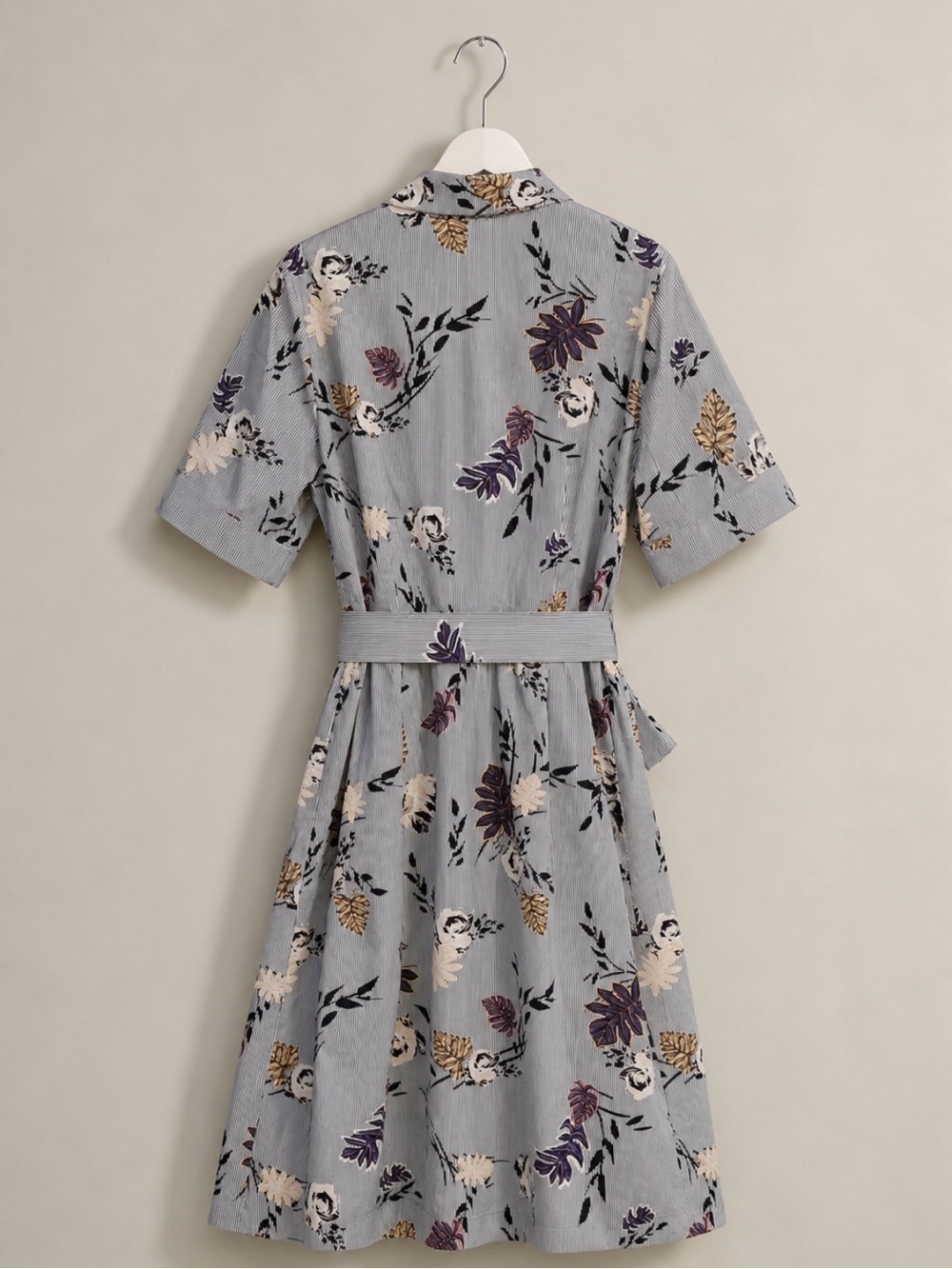 REVOLVE Lafayette 148 Eleni Floral Stripe Belted Shirt Dress Size Large - Picture 8 of 11